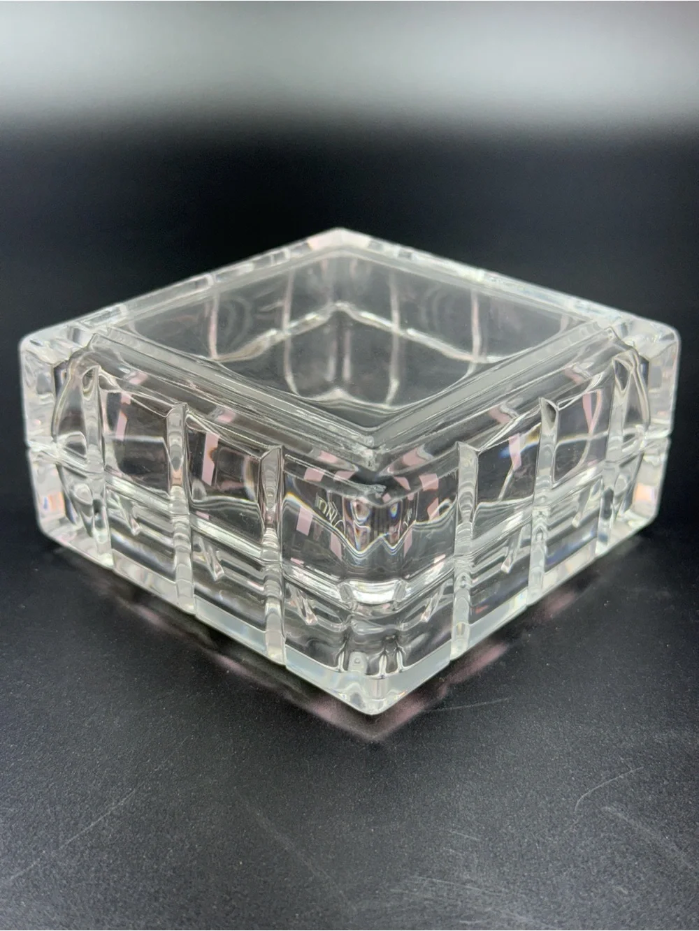 Vintage Avon Square Crystal Lidded Trinket Jewelry Box
